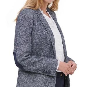 Tommy Hilfiger Blue Marled Single-Button Soft Elbow Patched Blazer size 8